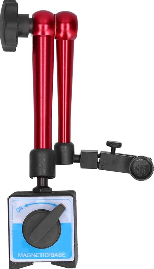 Dial Stand Red – Professional Magnetic Dial Indicator Base 200mm Column, On/Off Switch | Clamping Range 25-100mm, Articulating Arm | UAE Automotive Manufacturing Quality Control Stand